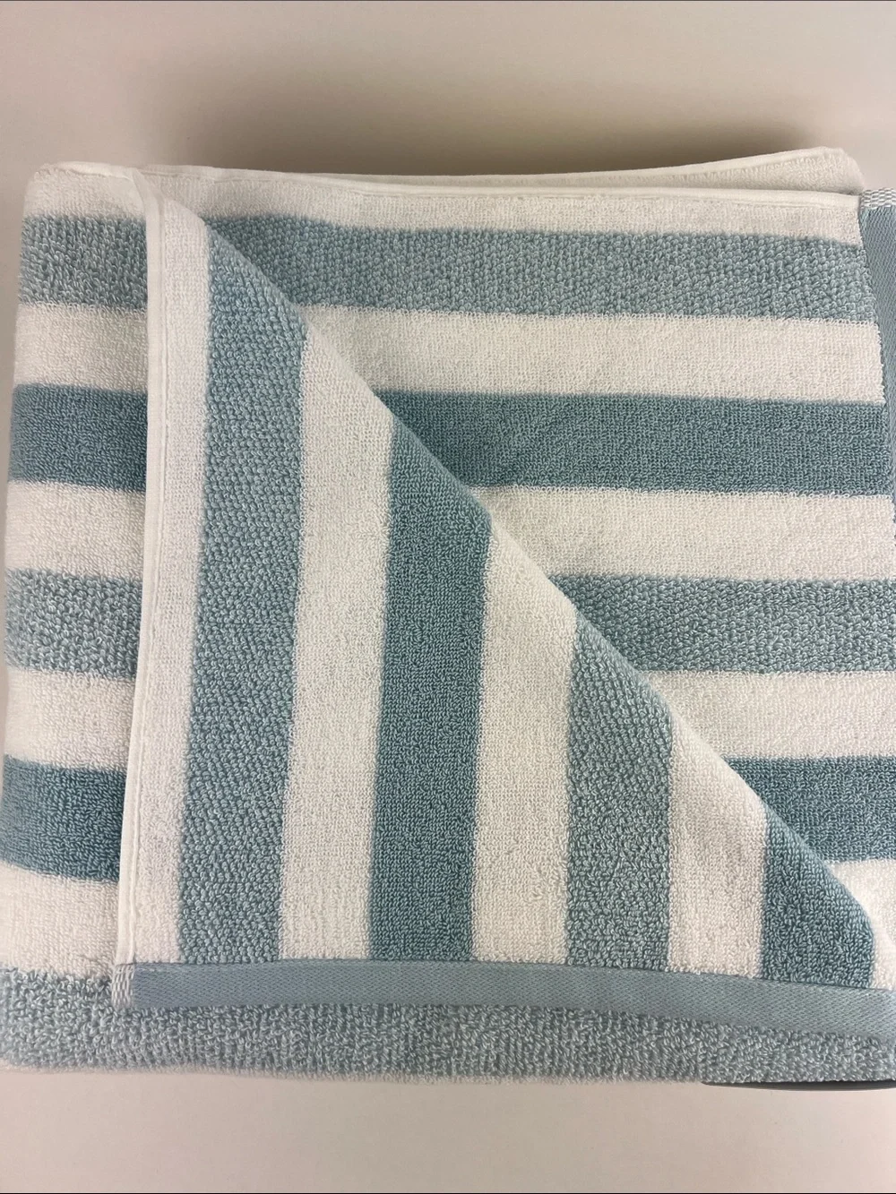 Brooks Brothers Bath Towels Light Blue & White Striped Soft 100% Cotton 2 Pc NEW